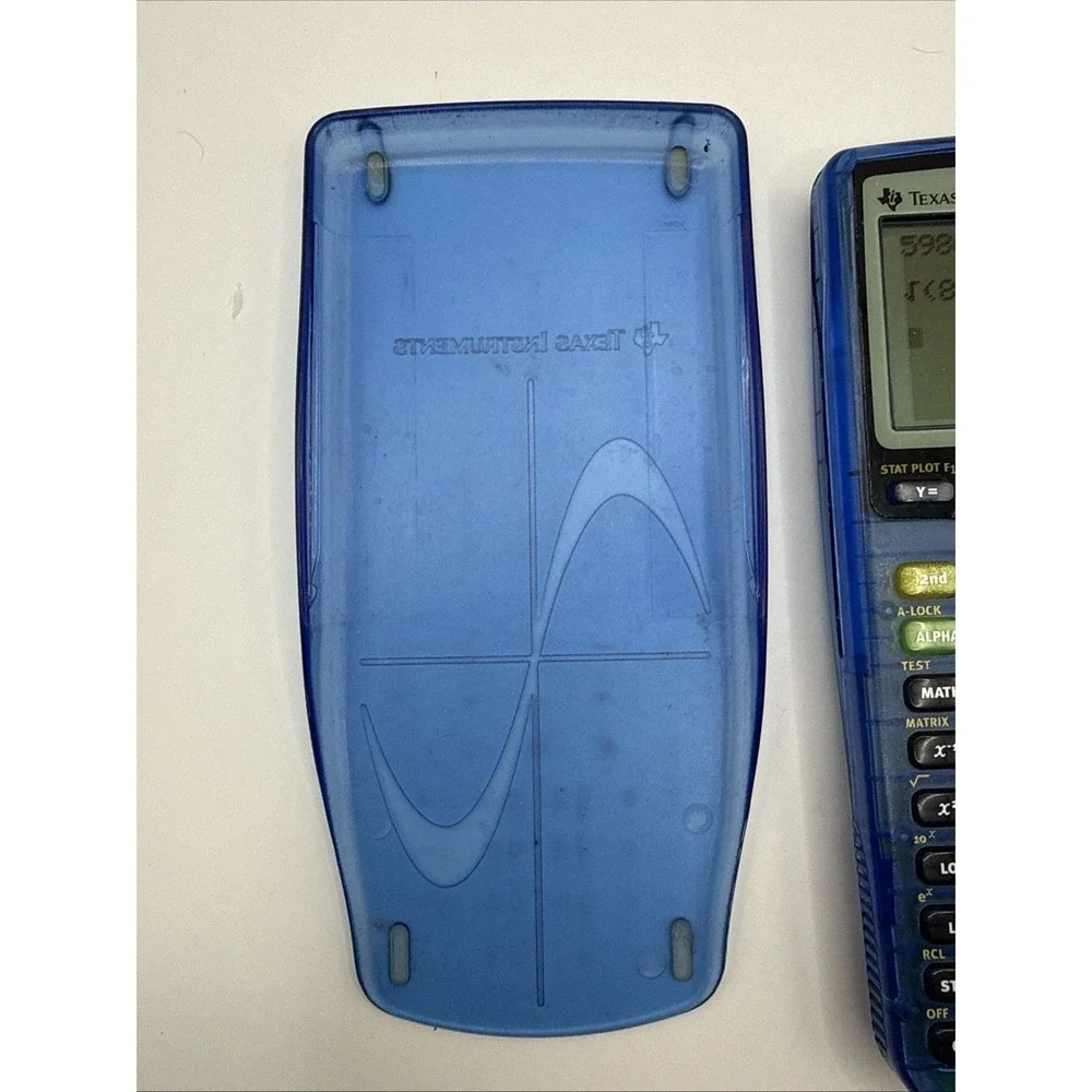 Texas Instruments TI-83 Plus Clear Transparent‎ Blue Graphing Calculator w/Cover